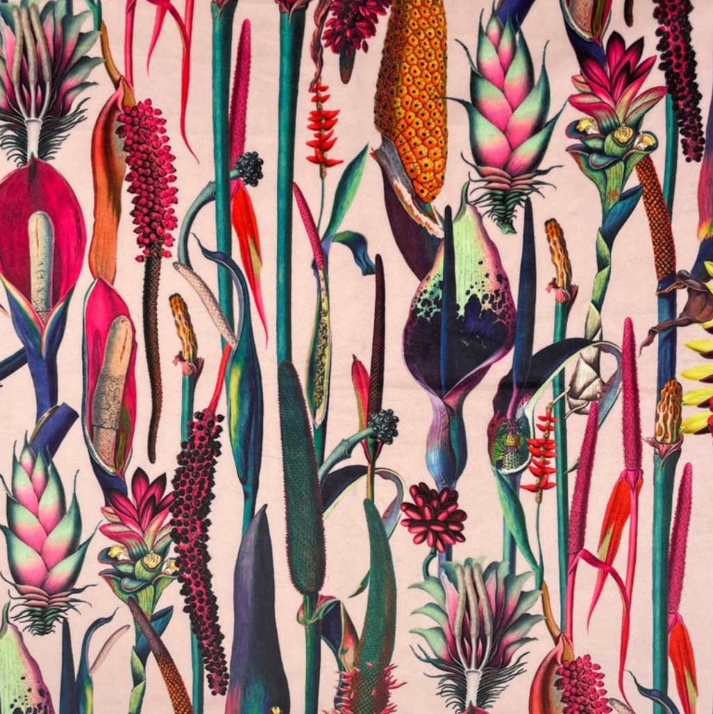 Storage Ottoman in Botanical Print Velvets