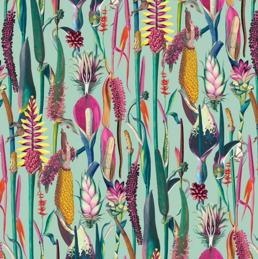 Round Storage Pouffe in Botanical Print Velvets