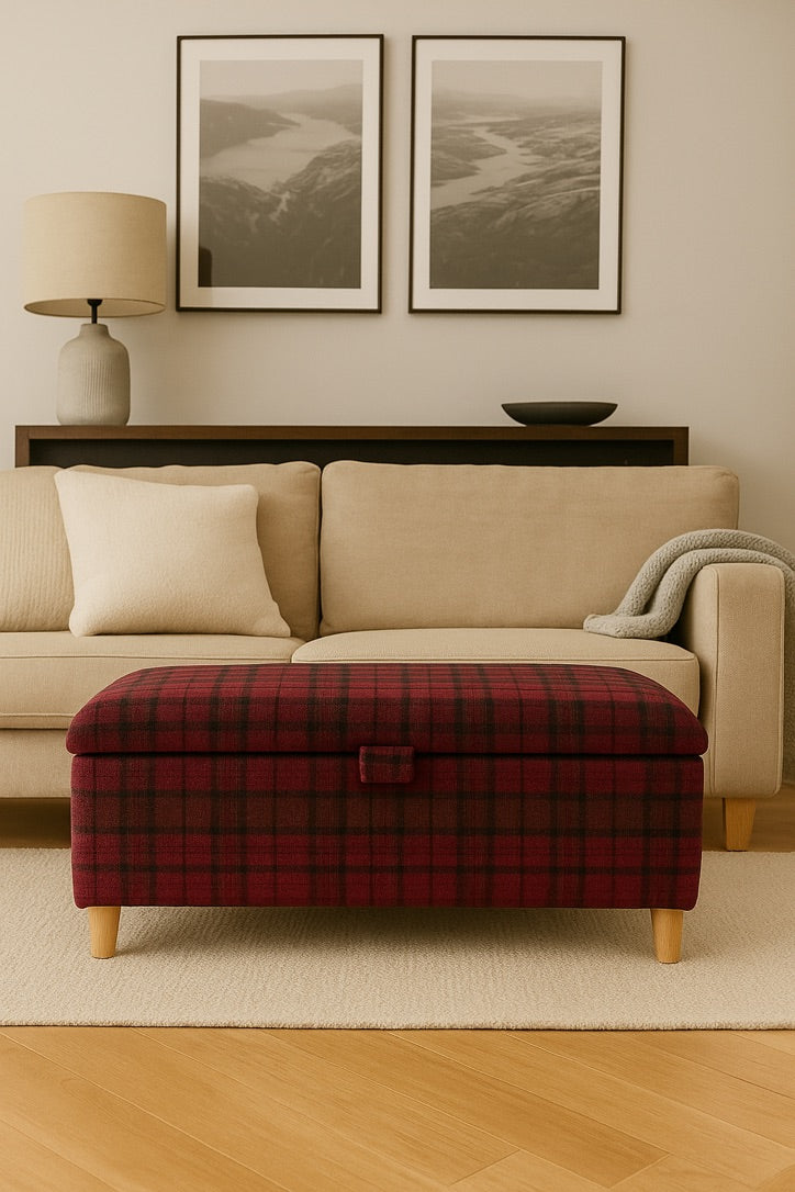 Storage Ottoman in Tartan Checks