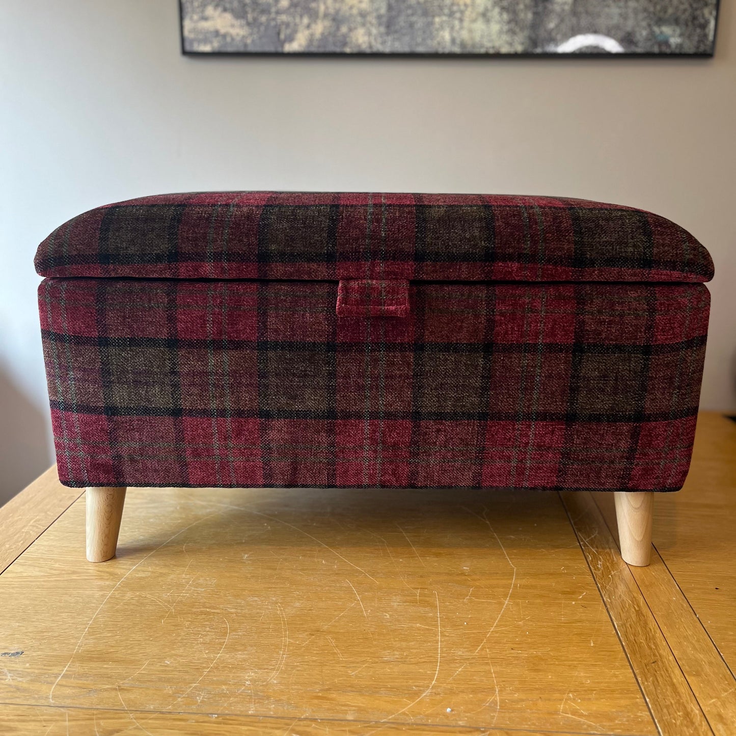 Storage Ottoman in Tartan Checks