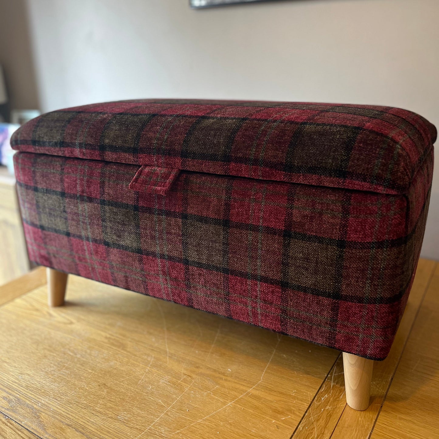 Storage Ottoman in Tartan Checks