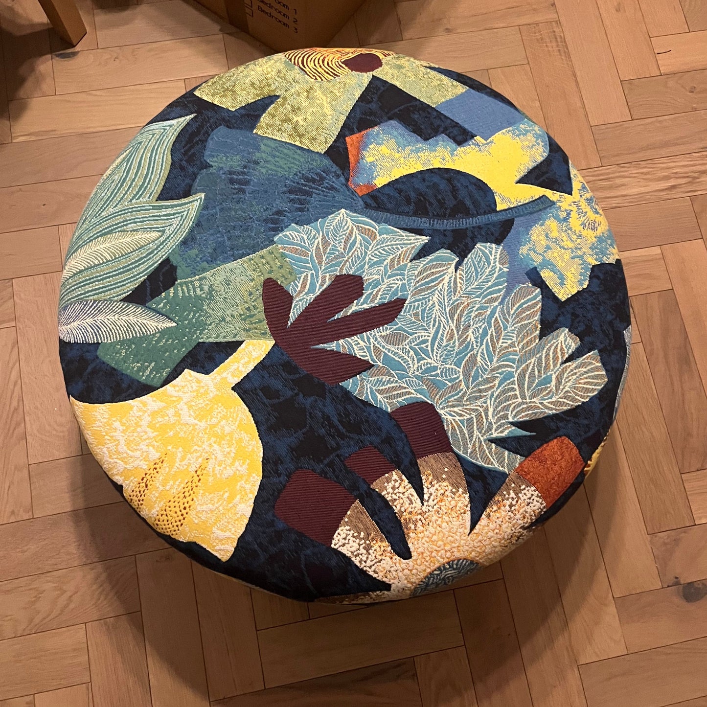 Storage Ottoman Pouffe in Designer Tropical LELIEVRE Fabric