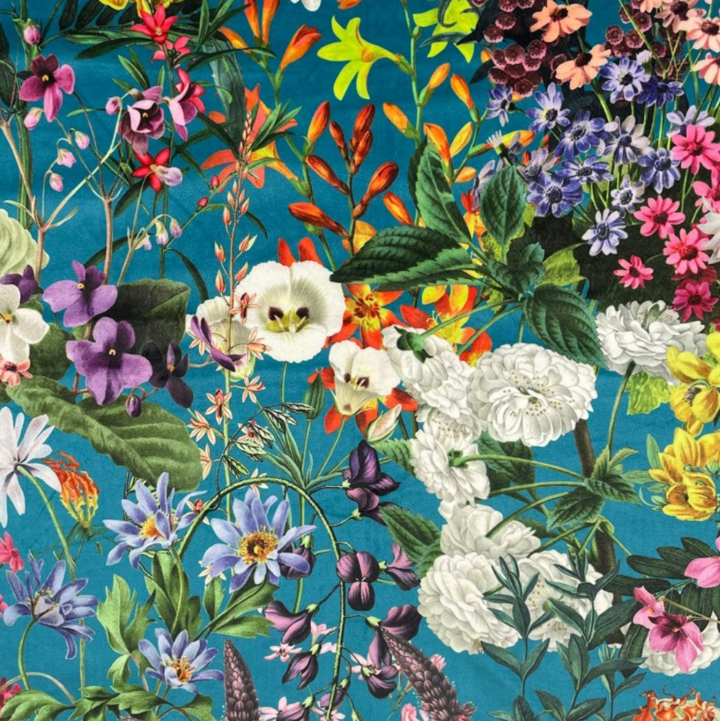 Storage Ottoman in Botanical Print Velvets