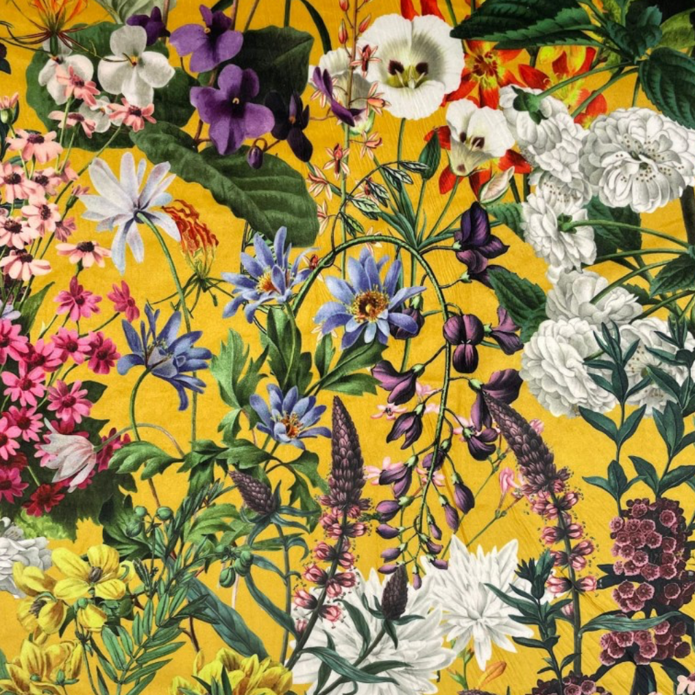 Storage Ottoman in Botanical Print Velvets