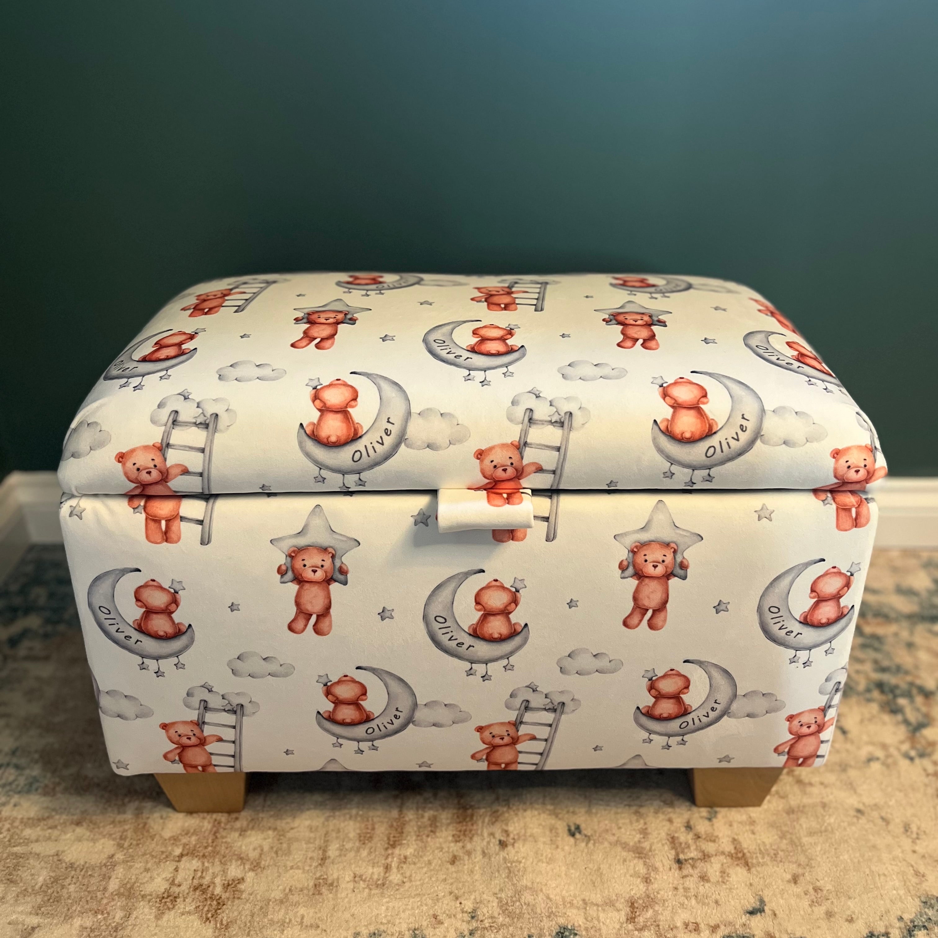 Personalised Toy Box in Teddy Bear Velvet1