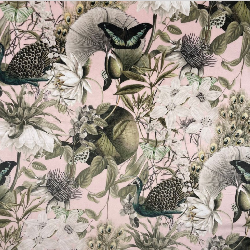 Storage Ottoman in Botanical Print Velvets