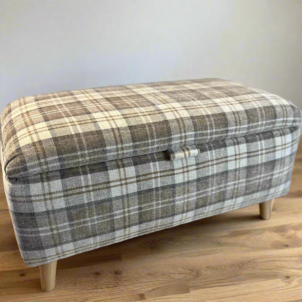 Round footstool upholstered with a luxury soft velvet. 