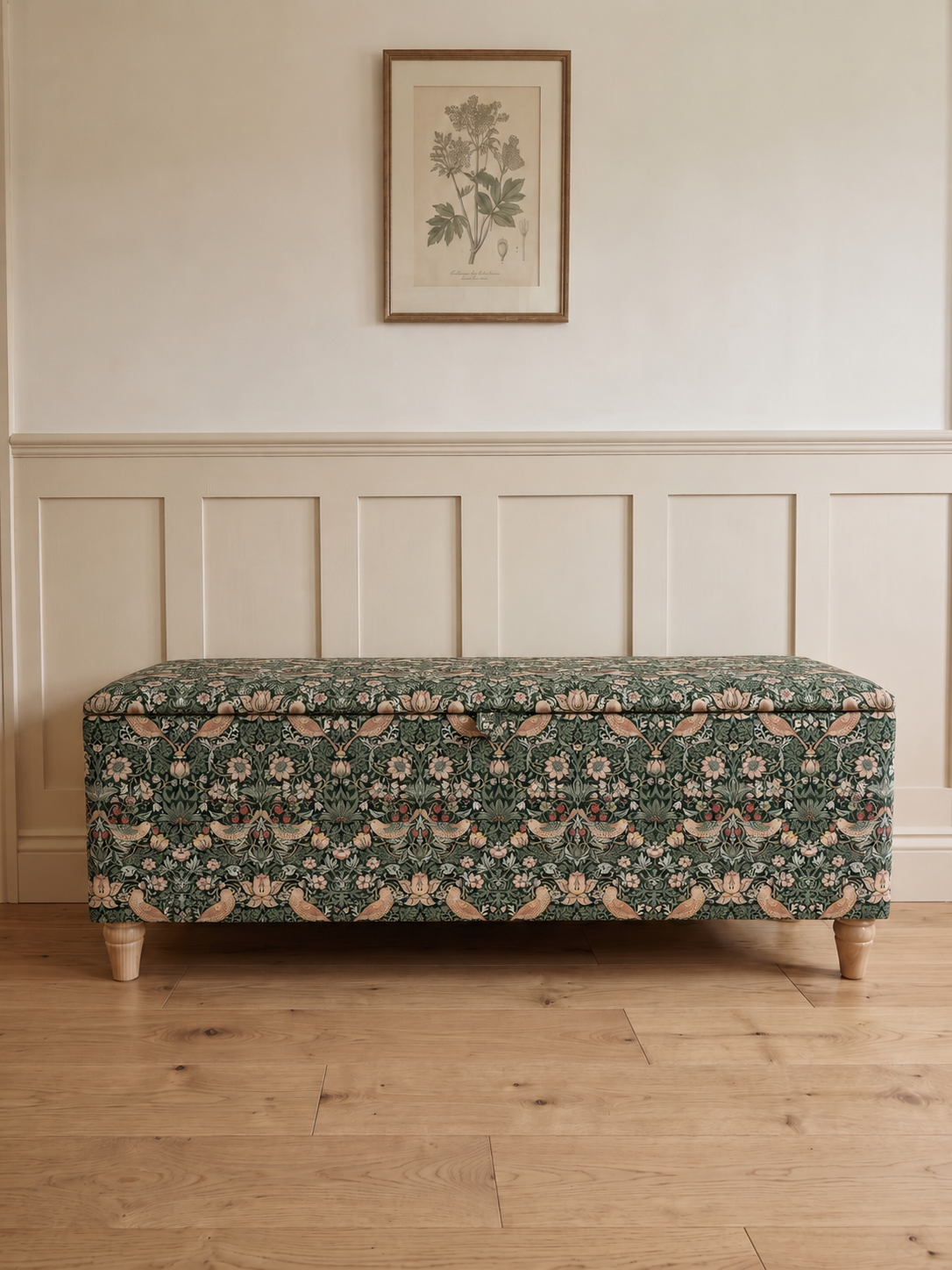 Vintage Forest Strawberry thief ottoman by William morris fabric