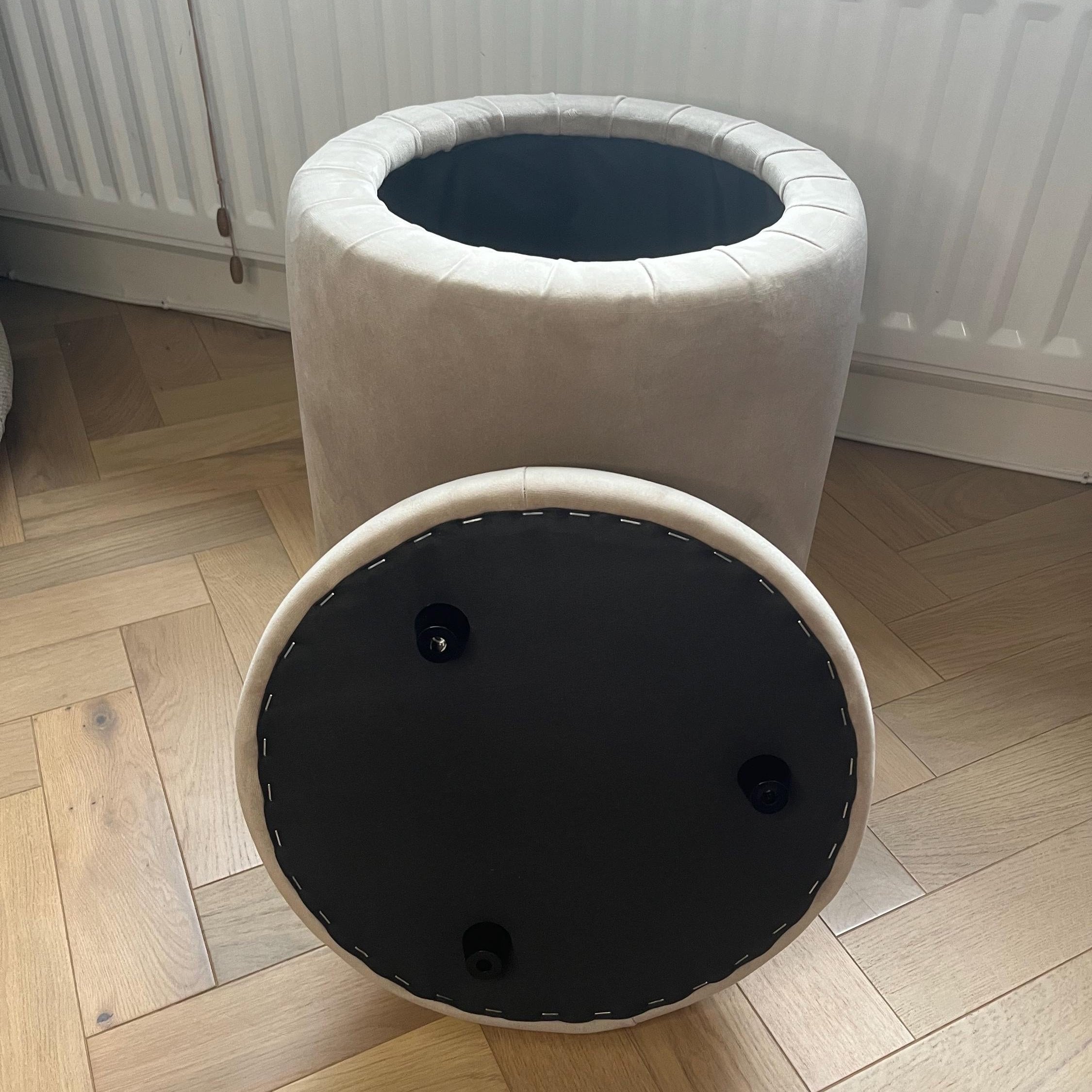 Coffee Beige velvet Pouffe with storage 
