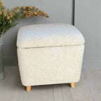 Boucle dressing table stool with tapered legs