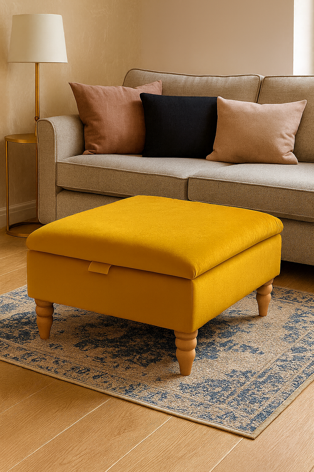 Storage Ottoman Coffee Table in Plush Velvet