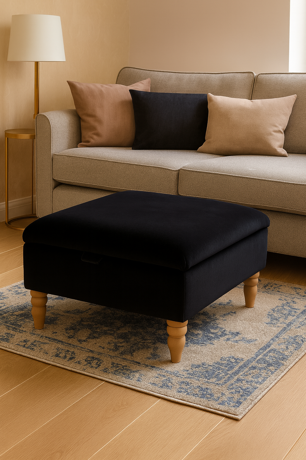 Storage Ottoman Coffee Table in Plush Velvet