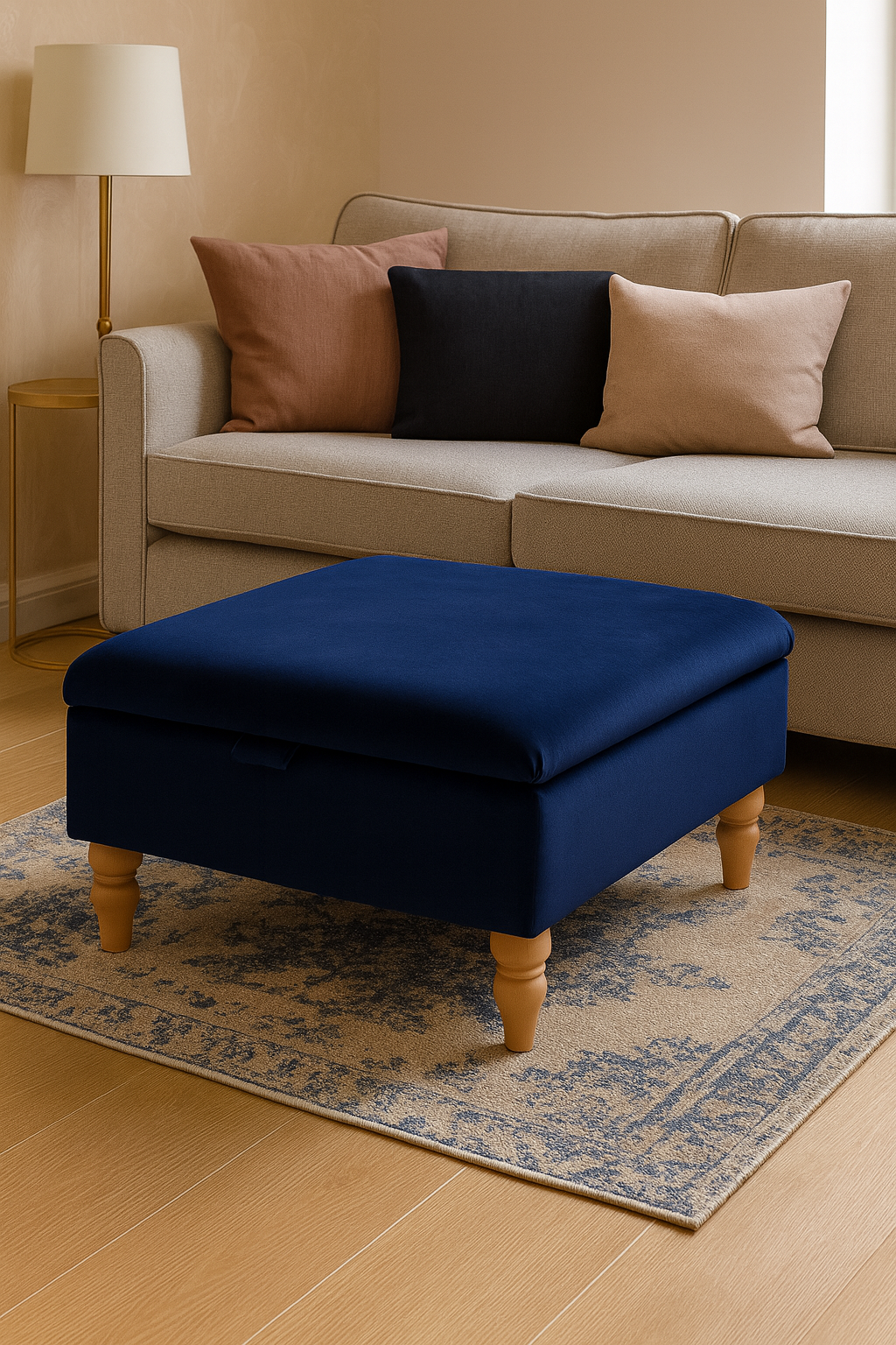 Storage Ottoman Coffee Table in Plush Velvet