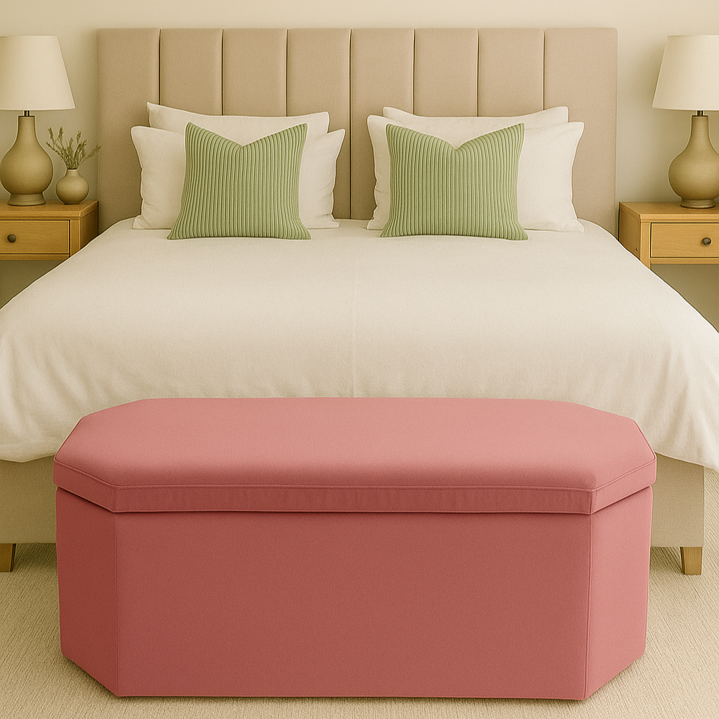 Octagon Storage Ottoman in Linwood Omega Velvets