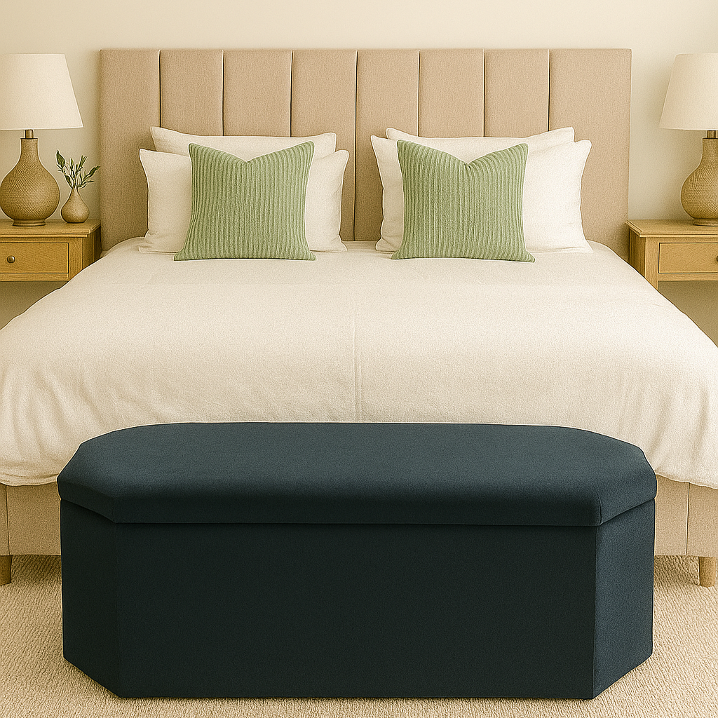Octagon Storage Ottoman in Linwood Omega Velvets