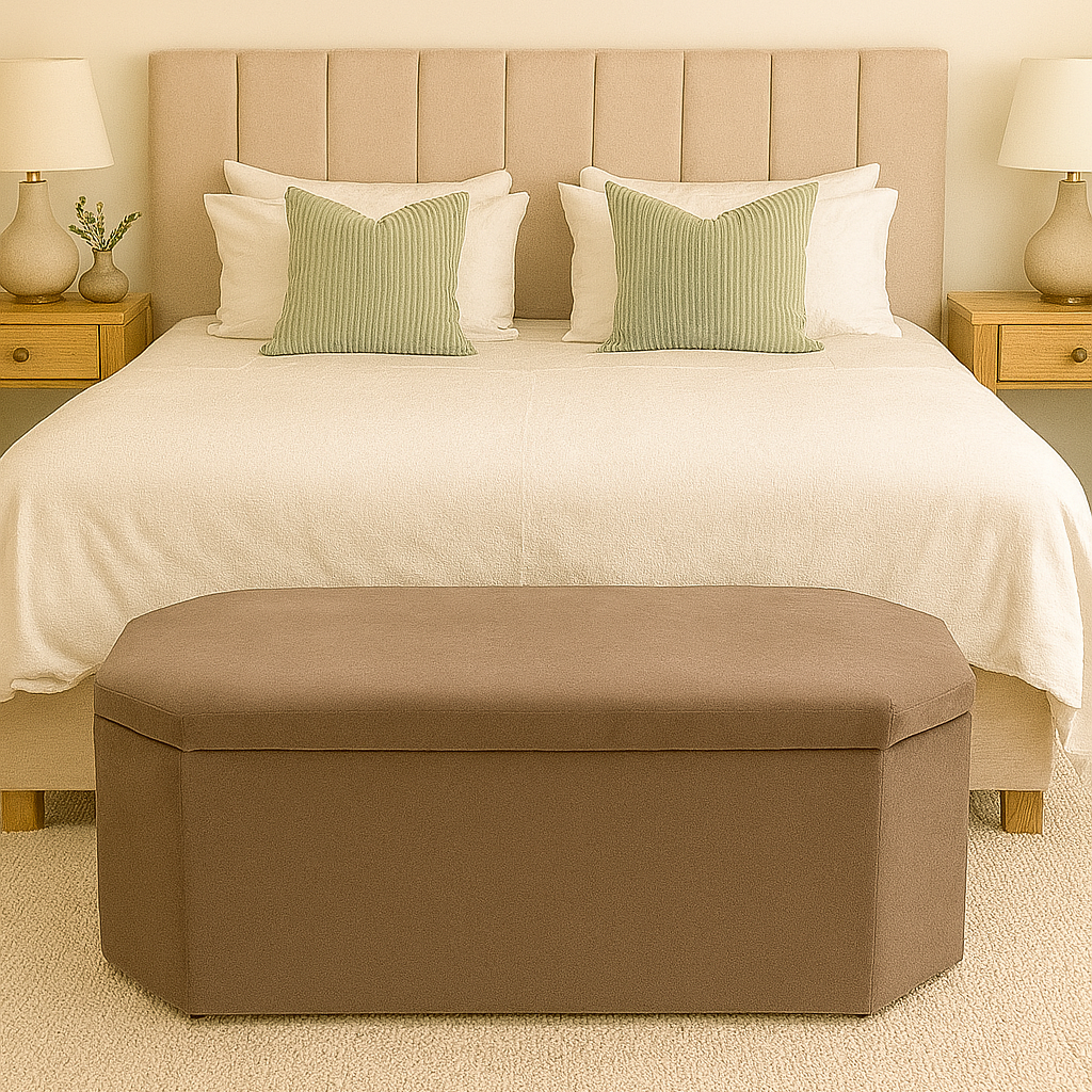 Octagon Storage Ottoman in Linwood Omega Velvets