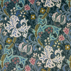 William Morris Golden Lily Blue Velvet Lunar Fabric