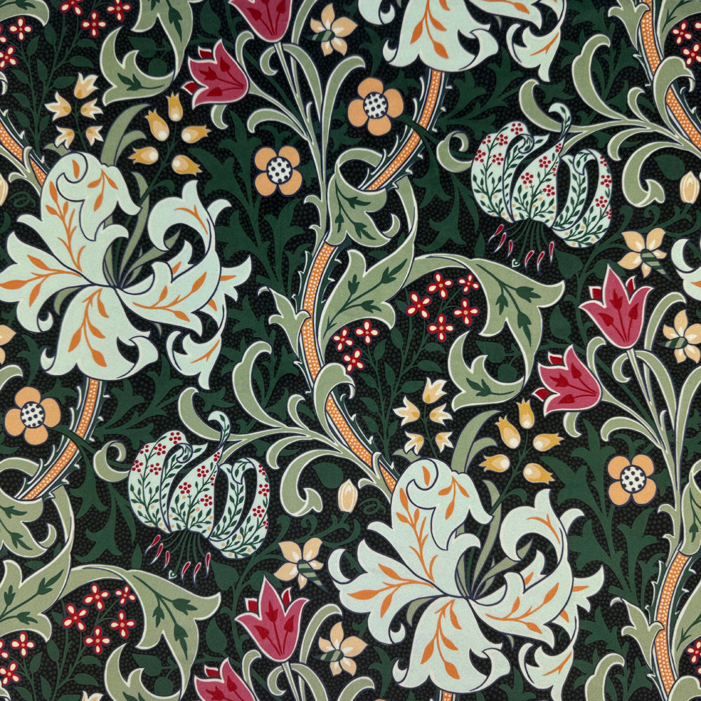 William Morris Golden Lily Dark Velvet Nocturn Fabric