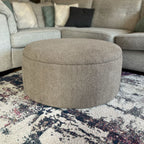 Large Round Storage Pouffe in Soft Teddy Boucle Fabric