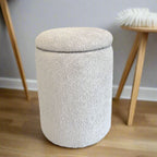 Round Storage Pouffe in Bouclé Fabric