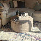 Large Round Storage Pouffe in Soft Teddy Boucle Fabric