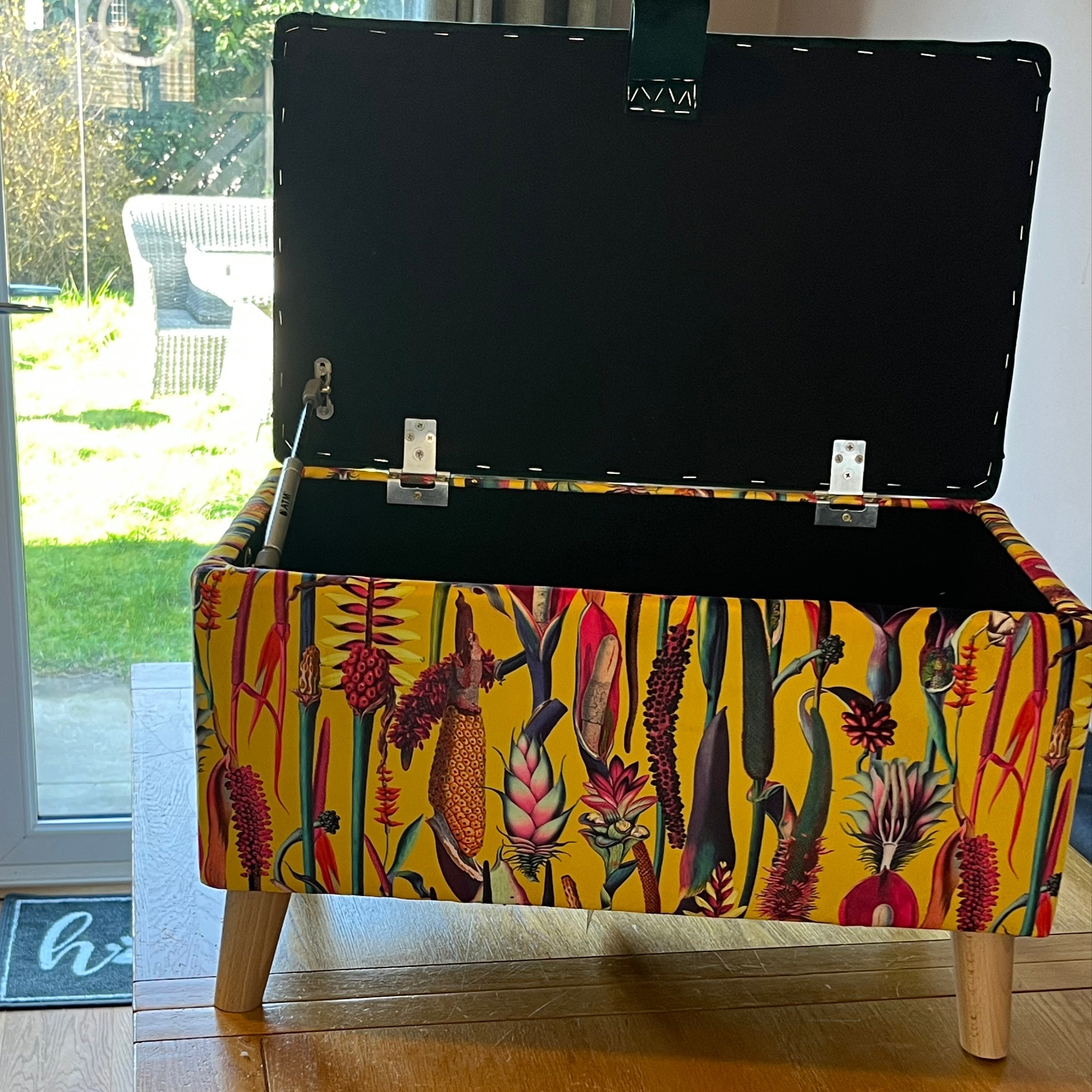 Storage Ottoman in Mix and Match Floral Print Velvets