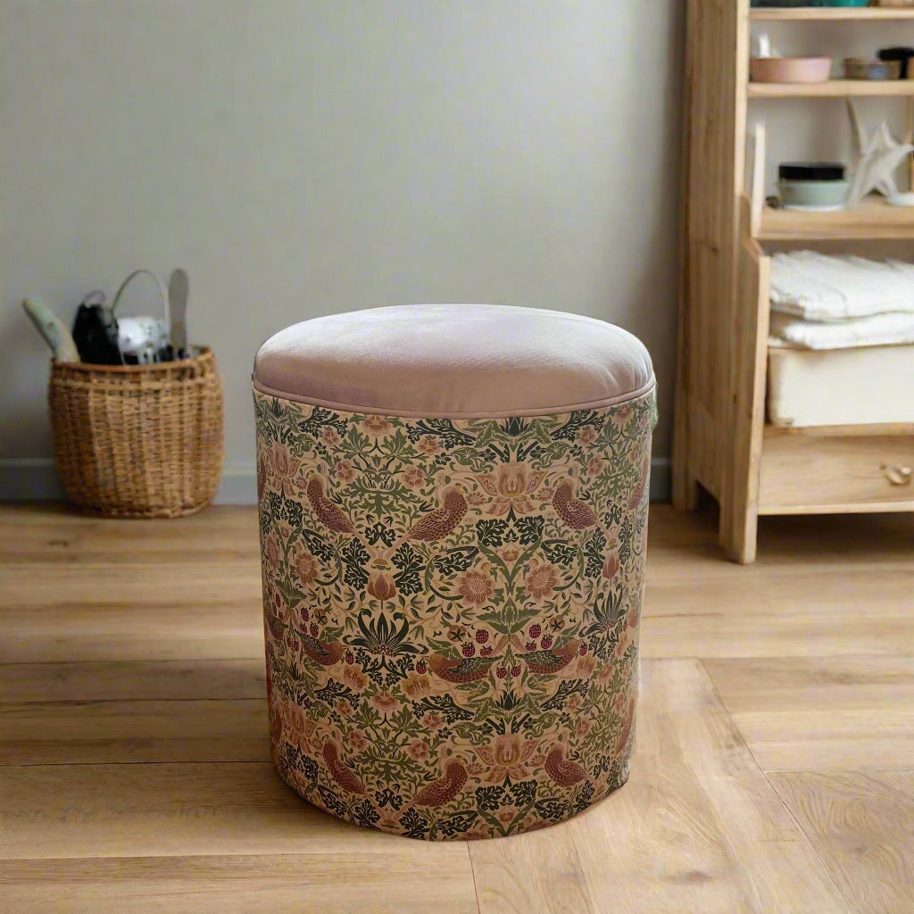 Dressing table stool in Vintage William Morris Strawberry Thief