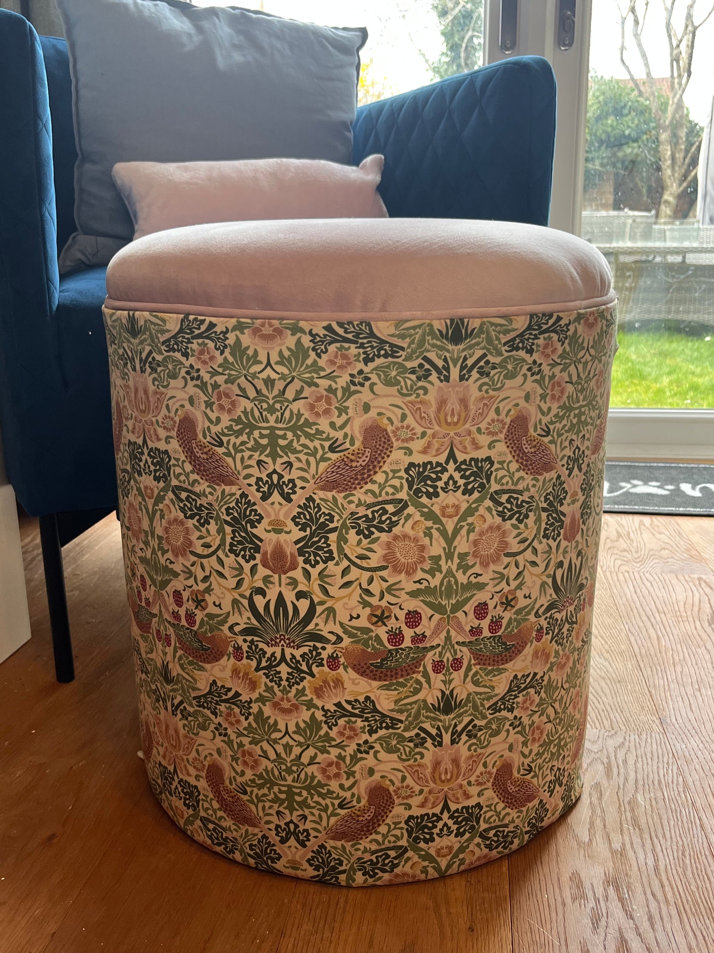 Dressing table stool in Vintage William Morris Strawberry Thief