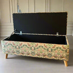 Storage Ottoman Footstool in Vintage Light Strawberry Thief Velvet
