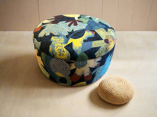 Storage Ottoman Pouffe in Designer Tropical LELIEVRE Fabric