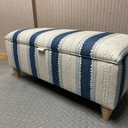 Storage Ottoman in Linwood Dimity wavy stripes