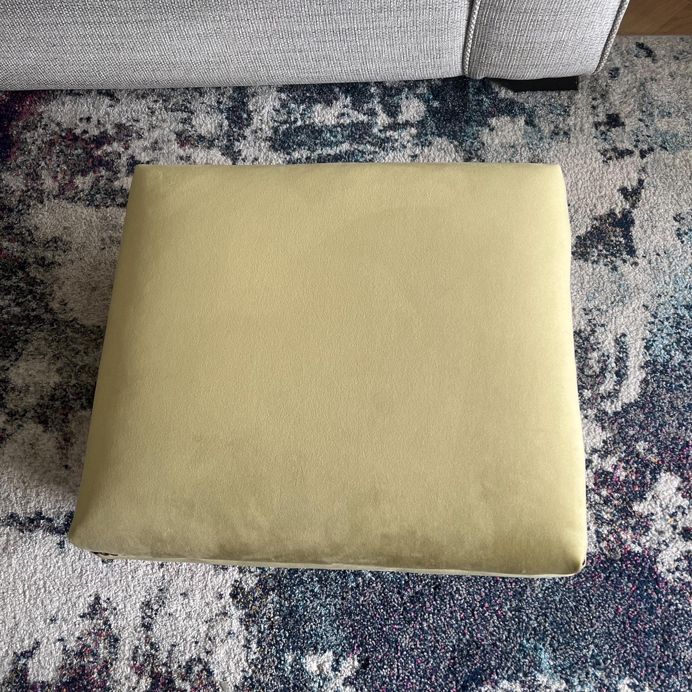 Flush olive green plush velvet smooth footstool