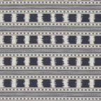 Blue, grey and cream striped patterned upholstery fabric with woven geometric detailing.