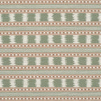 Sage green, soft pink and cream striped patterned upholstery fabric with woven geometric detailing.