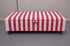 wood chip and magnolia pink and red stripe storage bench