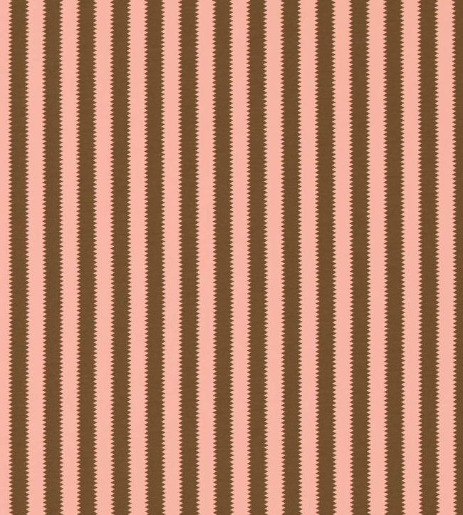 A repeating vertical stripe pattern with alternating wide dusty pink and narrow dark brown zigzag stripes.