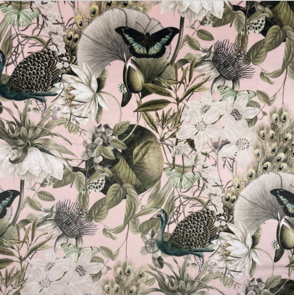 Storage Ottoman in Botanical Print Velvets