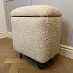 Slim dressing table stool in boucle fabric