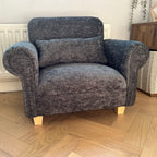 mini dog sofa with cushion in charcoal chenille fabric