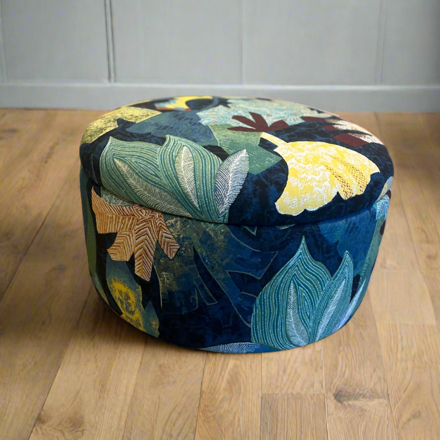 Dark blue ottoman storage footstool 