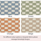 collection of 4  iLiv Flint fabric options in blue, green, orange and beige colour variations