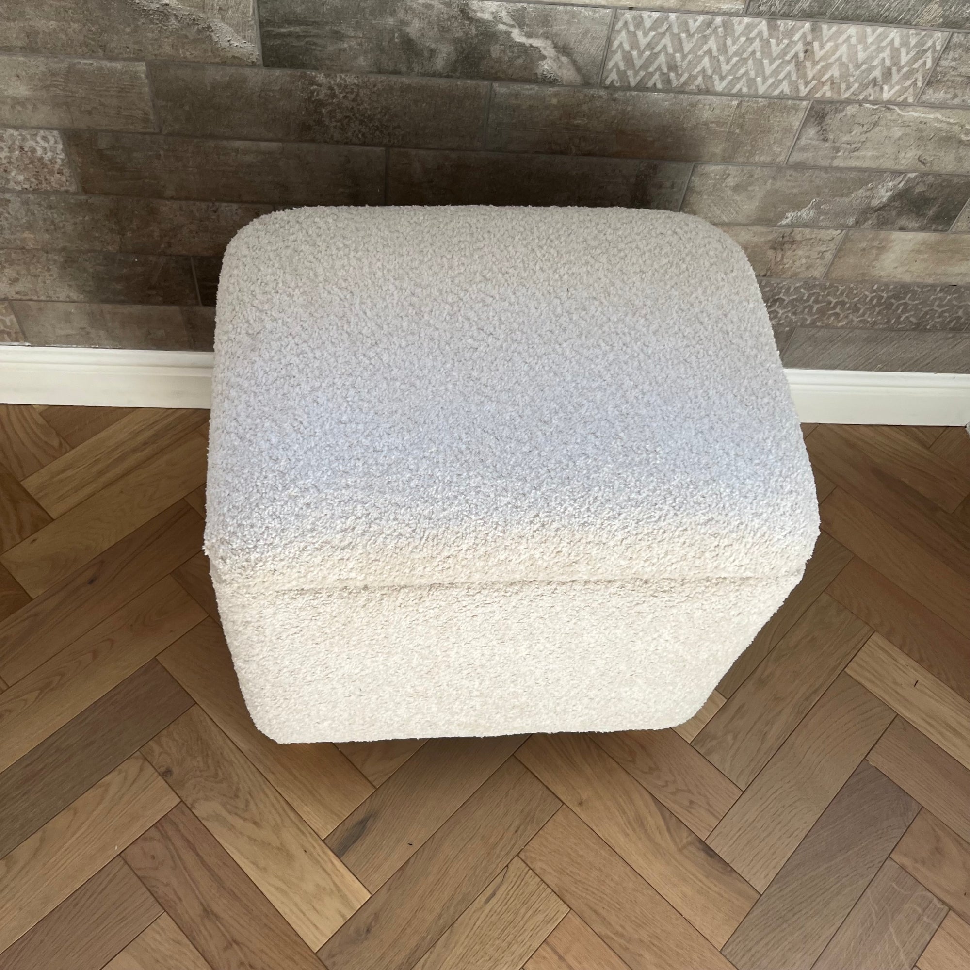 rectangle boucle storage ottoman chair for vanity dressing table stool